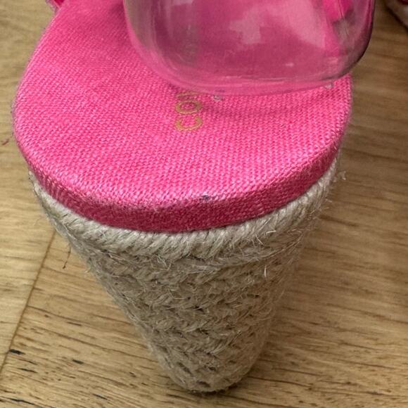 NEW Cole Haan Pink Crystal Wedge Suede Leather Espadrille Strap Sandal, Size 9.5 - Picture 6 of 9